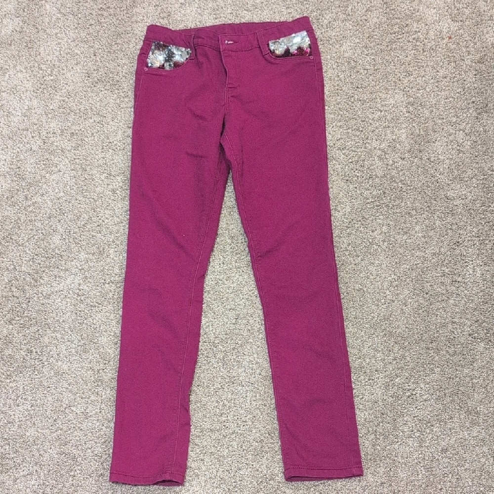 Kids Magenta Jeans with Patterned Pockets